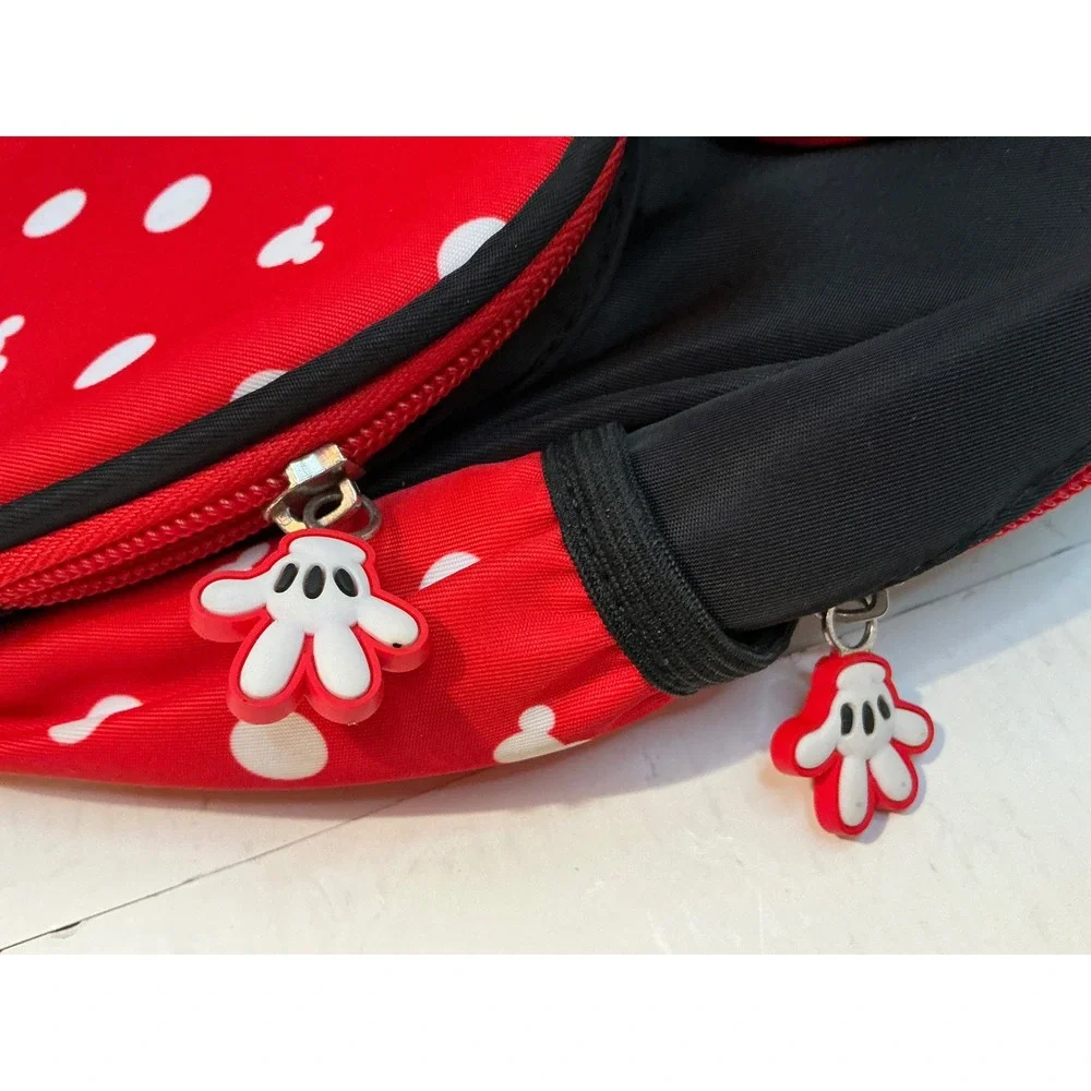 Minnie Mouse Style Mini Backpack Polka Dot Bow Ears Red Black Small Travel Bag